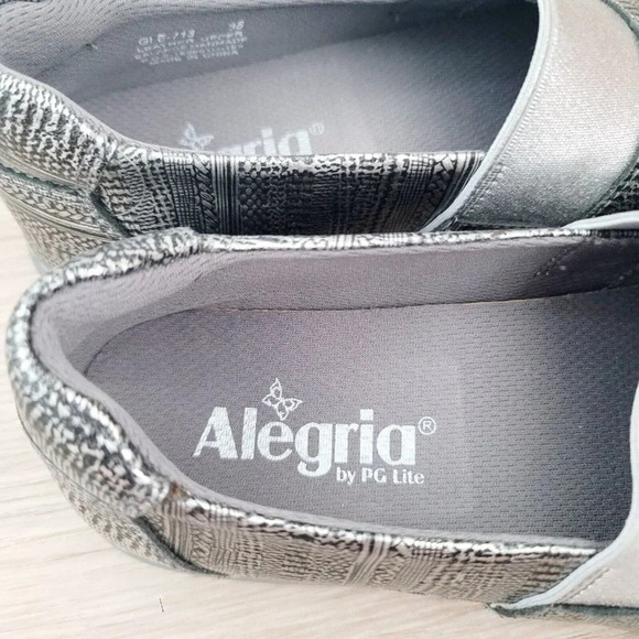 Alegria Glee Chain Mail Grey Gray Black Slip On Athletic Leather Shoes 35 5 5.5 - Picture 8 of 11